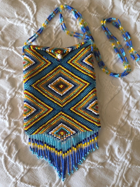 Handbags - Handcrafted Multicolor Seed Bead Crossbody Bag with Fringe